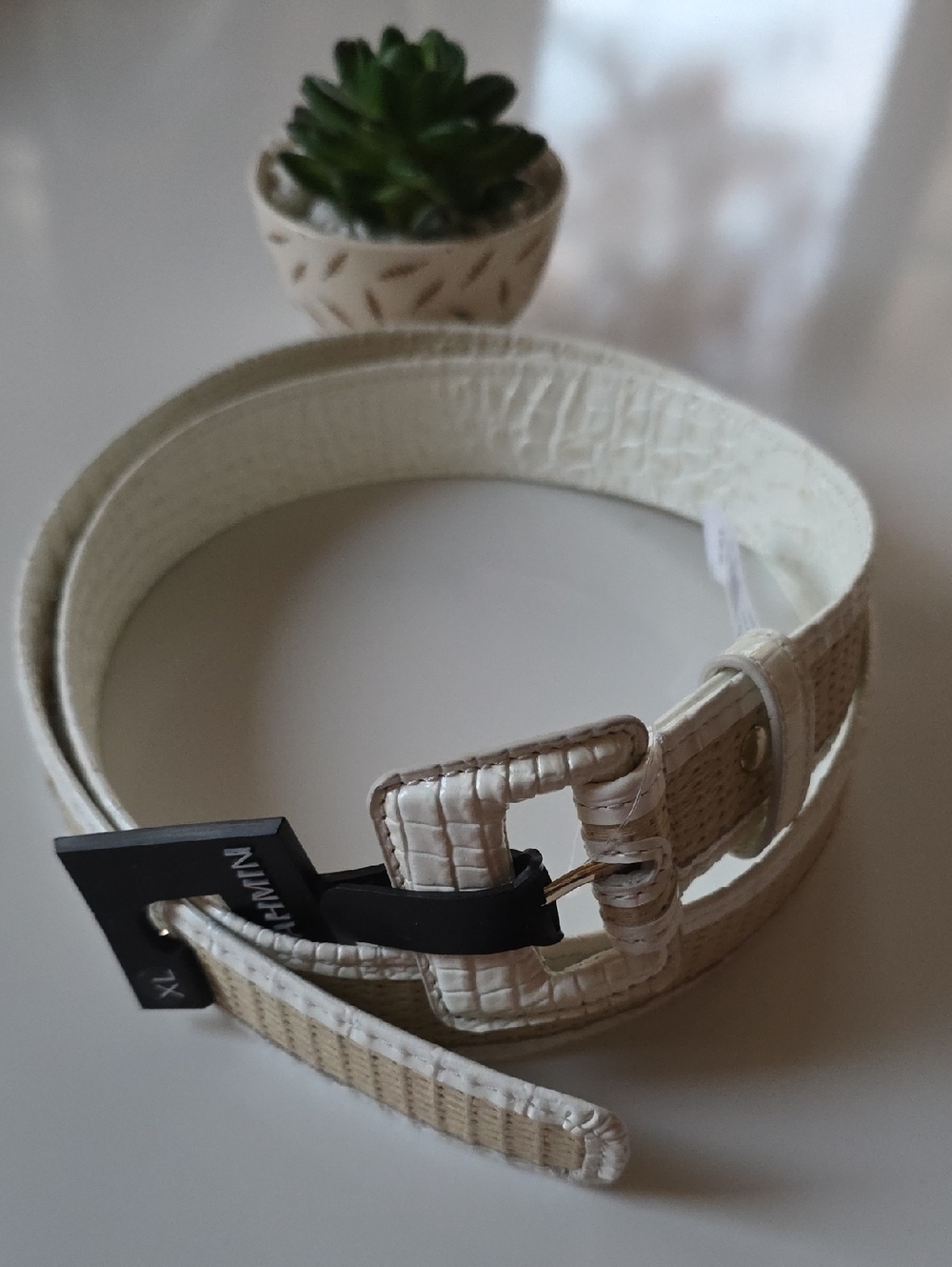 Brahmin Woven Beige Women's  Croc-Embossed‎ Belt
